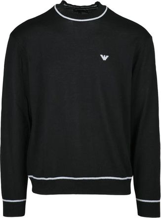Emporio Armani Fine Knit Virgin Wool Sweater - Black