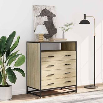 Berkfield Home Elegant Drawer Cabinet Sonoma Oak 70x41x83.5 cm Engineered Wood in Light Tan
