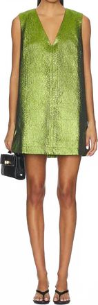 Simon Miller Fountain Metallic Mini Dress In Matcha