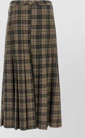 Brunello Cucinelli wool tartan pleated maxi skirt