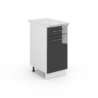 Vicco Mueble Bajo De Cocina Fame-line, Antracita Alto Brillo, 40 Cm, Et M&aacute;rmol