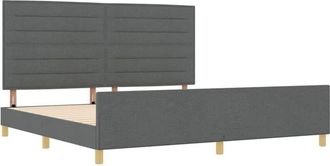 vidaXL Estructura De Cama Con Cabecera Gris Oscuro 200 X 200 Cm Tela Vidaxl