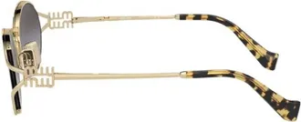 Miu Miu Eyewear SMU52YZVN5D1 Oval Metal Frame Sunglasses - Gold