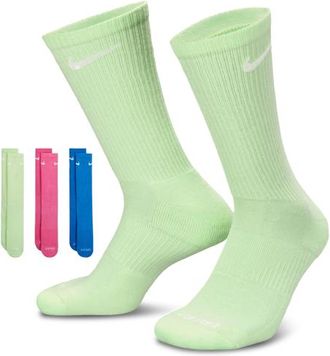 Nike Mens 3 Pack Dri-FIT Plus Crew Socks - Light Photo Blue/Volt/Action Green