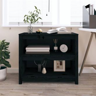 Berkfield Home Book Cabinet Black 80x35x68 cm Solid Wood Pine | Size: 80 x 35 x 68 cm