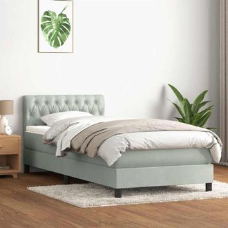 vidaXL Vidaxl Cama Box Spring Con Colch&oacute;n Terciopelo Gris Claro 80x210 Cm