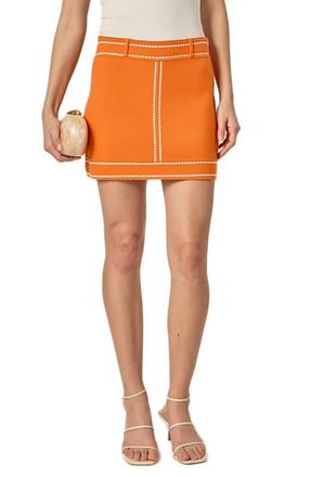 English Factory Denim Look Knit Miniskirt in Orange at Nordstrom, Size X-Small