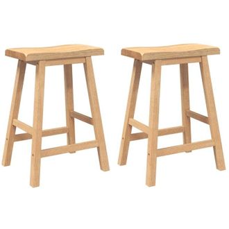 vidaXL Sgabelli da Bar 2 pz Naturale Legno Massello di Hevea - Vidaxl