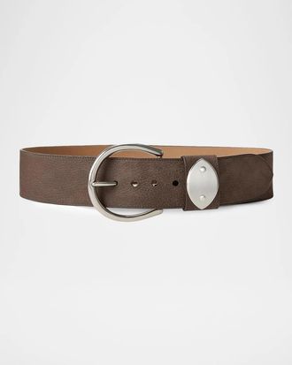 Ralph Lauren Collection Prong Leather Wide Belt, 57mm