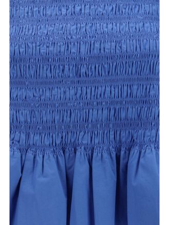 Ganni Womens Ruched Cotton Top Marina Tops
