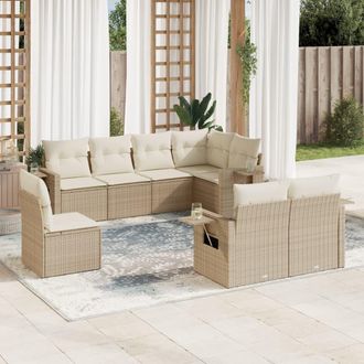 vidaXL Juego De Sof&aacute;s De Jard&iacute;n Con Cojines Beige 8 Pzas Rat&aacute;n Pe Vidaxl