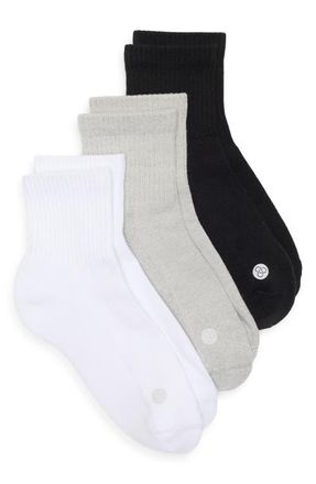 Zella Assorted 3-Pack Half Crew Socks in White Multi at Nordstrom, Size 6-8.5