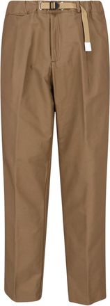 White Sand Brown Cotton Velvet Mid-Rise Straight-Leg Pants