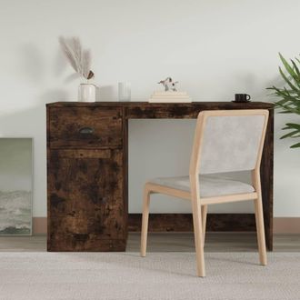 Berkfield Home Desk with Drawer Smoked Oak 115x50x75 cm Engineered Wood in Brown | Size: 115 x 50 x 75 cm