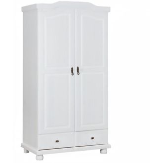 Inter Link SAS Armadio Links reutte 2 ante+ 2 cassetti in pino massello finitura bianco. l.104x56x200h. articolo in kit