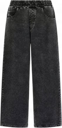 Diesel Black Elasticized Wide-Leg Jeans