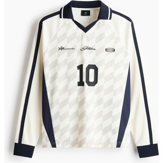 H&M Loose Fit Printed Football Shirt in White/usa Golden 10 at Nordstrom, Size Xx-Large