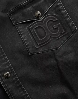Dolce & Gabbana Black Cotton Long Sleeve Denim Casual Womens Shirt