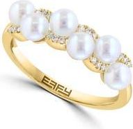 Effy Diamond & Freshwater Pearl Ring in 14K Gold/Diamond/Pearl at Nordstrom Rack, Size 7