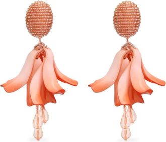 Oscar De La Renta Orecchini a fiore con perline - Arancione