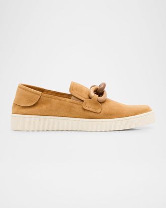 Pedro Garcia Pastora Suede and Wood Slip-On Sneakers