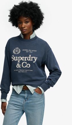 Superdry Sweatshirt SUPERDRY LUXE CASUAL EMB LOOSE CREW, Damen, Gr. XL, richest navy, Sweatware, Obermaterial: 100% Baumwolle, bedruckt, relaxed fit normal, Ru