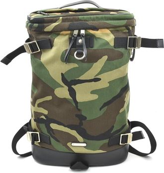 Saint Laurent Black Khaki Canvas Leather Backpack (Pre-Owned)