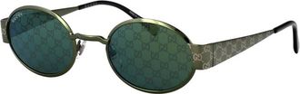 Gucci Ovale zonnebril - unisex - Accessoires - Groen - Maat: 51 MM