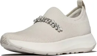FitFlop Womens Pearls & Crystals Knit Slip-On Sneakers In Paris Beige