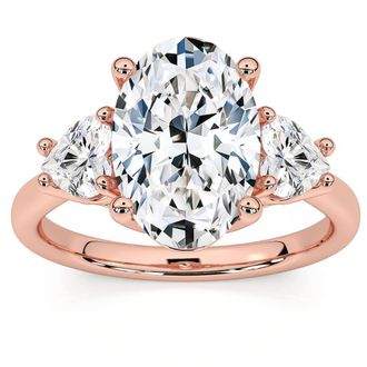 Pompeii3 Certified 2 3/4Ct Oval & Heart Shape Diamond Engagement Ring Lab Grown 14k Gold