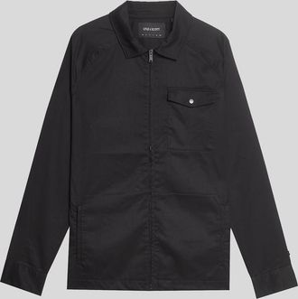 Lyle & Scott Mens Tailored Zip Through Overshirt - Black Viscose - Size X-Large
