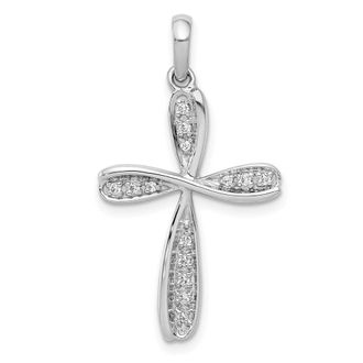 Diamond2Deal 14k White Gold 1/15 carat Diamond Cross Pendant