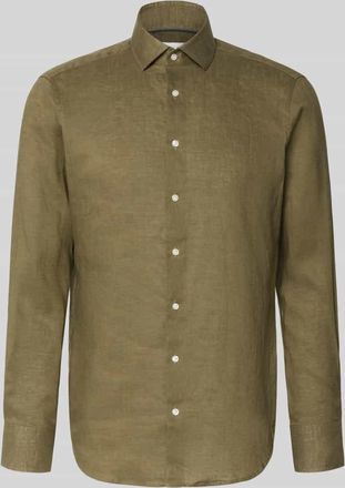Christian Berg Regular Fit Leinenhemd mit Kentkragen in Gruen, Gr&ouml;&szlig;e 37/38