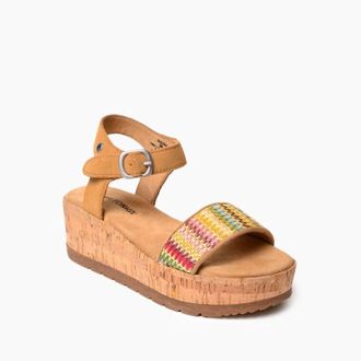 Minnetonka Womens Patrice Wedge Sandals In Tan Multi