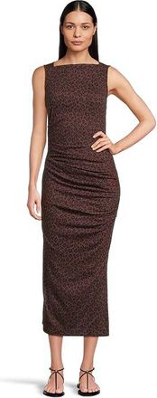 Michael Stars Reign Knife Neck Midi Pleated Dress Womens Dress Espresso : XL (US 10-12), Cotton/Modal/Spandex
