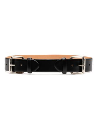 Dice Kayek double-buckle leather belt - Black