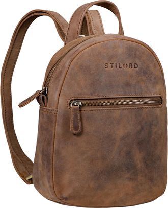 STILORD Lola Mini Daypack Ladies Leather City Backpack Small Rucksack Bag for Women Back Pack XS Made of Genuine Leather, Colour:middle brown
