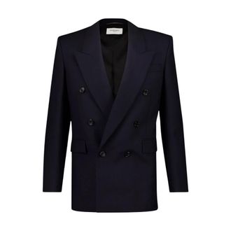 Saint Laurent Heren, Jassen, Blauw, Maat: M Wol