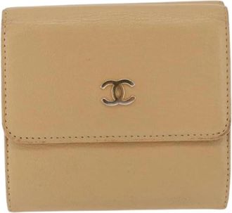 Chanel Pre-owned Cc Trifold Wallet - Dames - Vintage Accessoires - Beige - ONE Size - Leer - Vintage