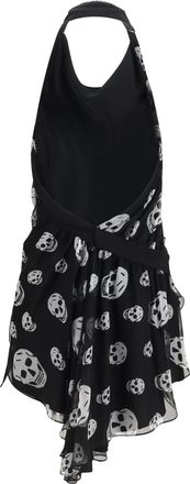 Alexander McQueen Womens Halter Silk Top Black - White