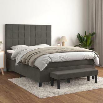 vidaXL Vidaxl - Cama Box Spring Con Colch&oacute;n Terciopelo Gris Oscuro 140x190 Cm