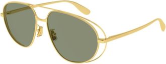 Bottega Veneta Aviator Zonnebril - unisex - Zonnebrillen - Geel - 61 MM - Nylon - Accessoires