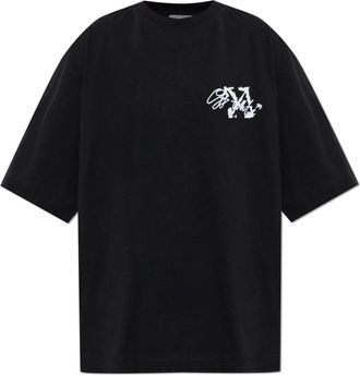 Off-white T-shirt met geborduurd logo - Dames - T-shirts - Zwart - M - Katoen - Tops