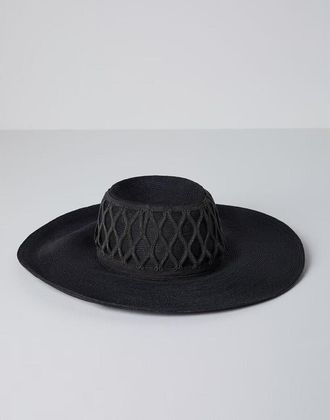 Brunello Cucinelli Womens Black Wide Brim Hat, Size S