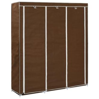 vidaXL Vidaxl - Armario Con Compartimentos Y Varillas Tela Marr&oacute;n 150x45x175 Cm