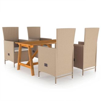 vidaXL Juego De Comedor De Jard&iacute;n 5 Piezas Beige Vidaxl