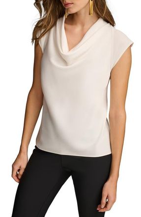 DKNY Cap Sleeve Cowl Neck Top in Cream at Nordstrom, Size X-Large