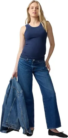Ingrid & Isabel Seamless Maternity Rib Tank in Navy at Nordstrom, Size X-Large