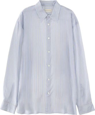 Dries Van Noten Overhemden, Heren, Blauw, S, Gestreepte Button-Down Overhemd