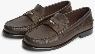 Tommy Hilfiger Mens Pebbled Leather Penny Loafer - Cocoa - US 11.5 / EU 45